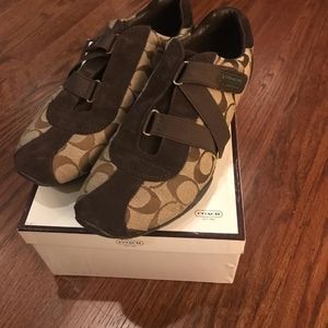 Coach logo sneakers, classic Coach brown/tan logo